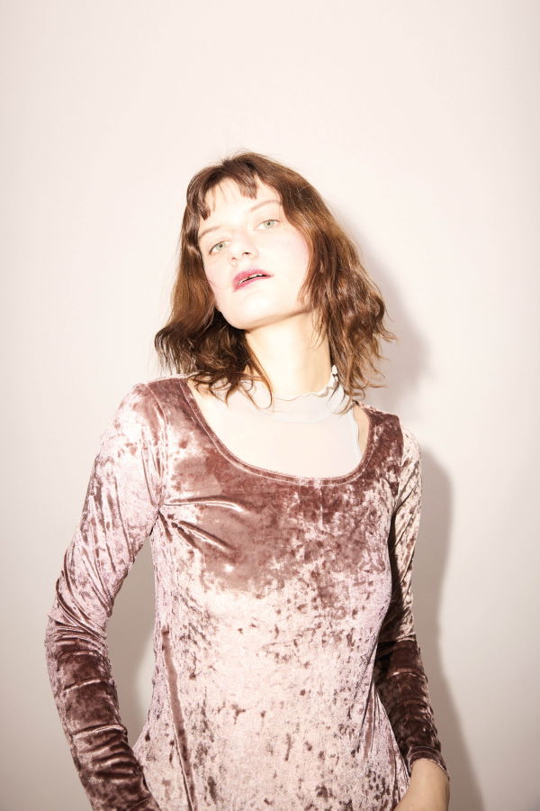 Simone Wild Crushed Velvet Basic Long Sleeve Shirt - Praline