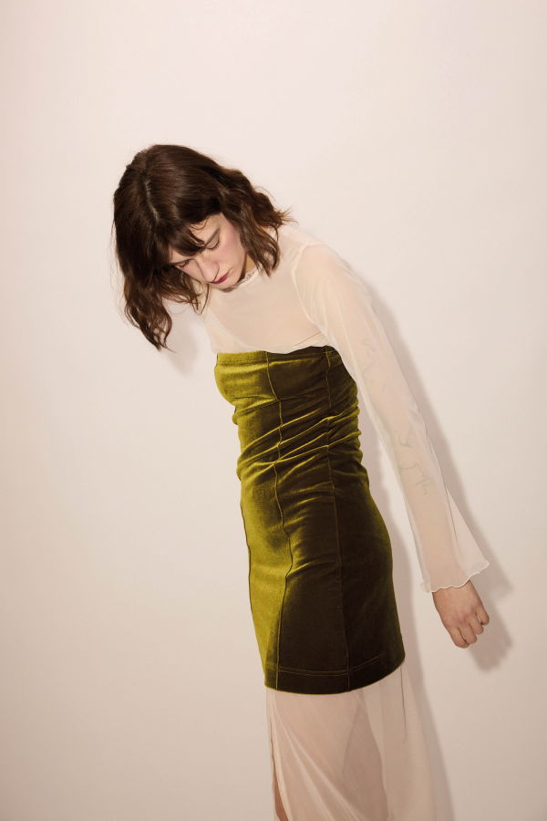 Simone Wild Velvet Tube Dress - Pear