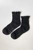 Le Bon Shoppe Ruffled Hugger Crew Socks - Black - Thumbnail 1