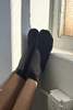 Le Bon Shoppe Ruffled Hugger Crew Socks - Black - Thumbnail 3