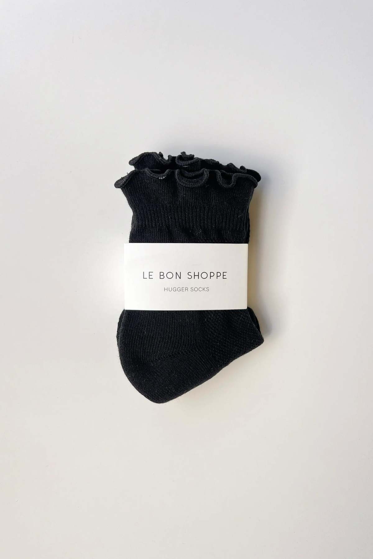Le Bon Shoppe Ruffled Hugger Crew Socks - Black - Image 4 of 4