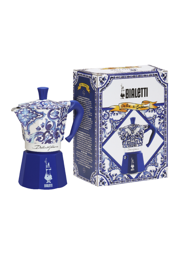 Bialetti x Dolce&Gabbana Blue Mediterranean Moka Express 3-Cup Coffee Maker - Blue