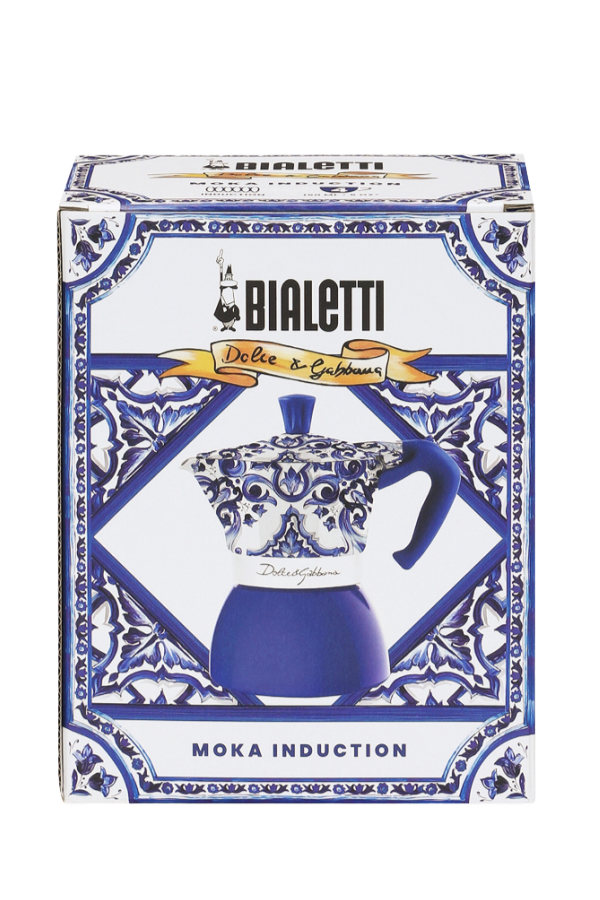 Bialetti X Dolce&Gabbana Mediterranean Moka Induction 4 Cup Coffee Maker - Blue