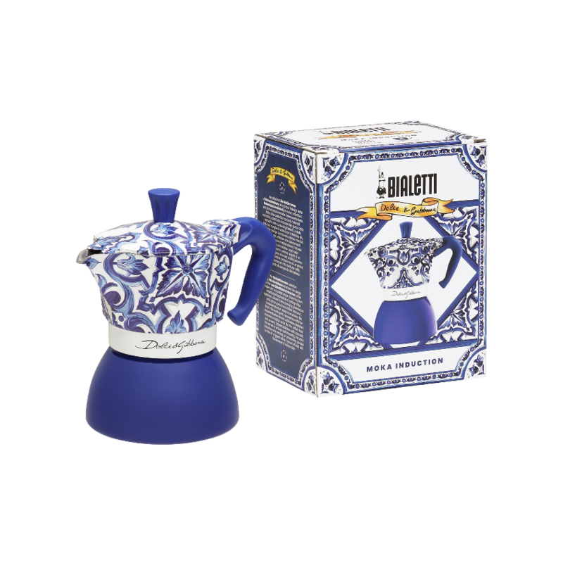 Bialetti X Dolce&Gabbana Mediterranean Moka Induction 4 Cup Coffee Maker - Blue