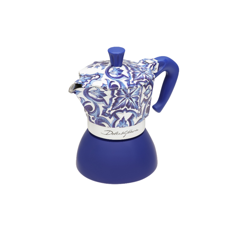 Bialetti X Dolce&Gabbana Mediterranean Moka Induction 4 Cup Coffee Maker - Blue