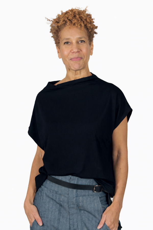 Meg Mock Neck Tee - Black