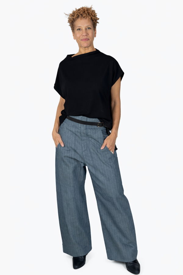 Meg Mock Neck Tee - Black