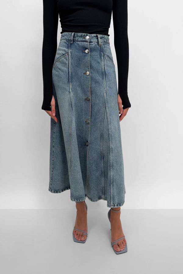 Rodebjer London Denim Skirt - Washed Indigo