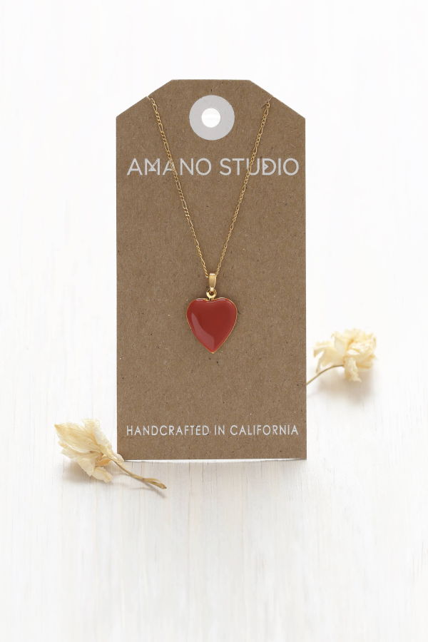 Amano Studio Large Enamel Heart Locket Necklace