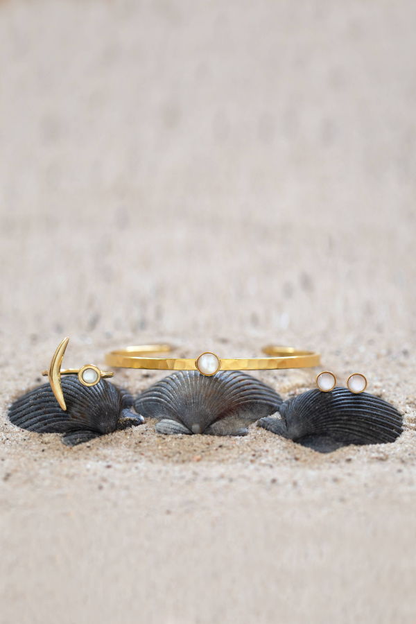 Amano Studio Mother Of Pearl Hammered Cuff Bracelet