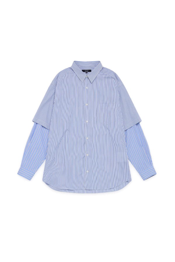 Comme des Garçons Cotton Oxford Stripe x Cotton Poplin Stripe Shirt - White/Sax
