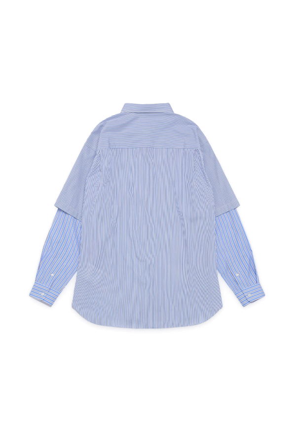 Comme des Garçons Cotton Oxford Stripe x Cotton Poplin Stripe Shirt - White/Sax