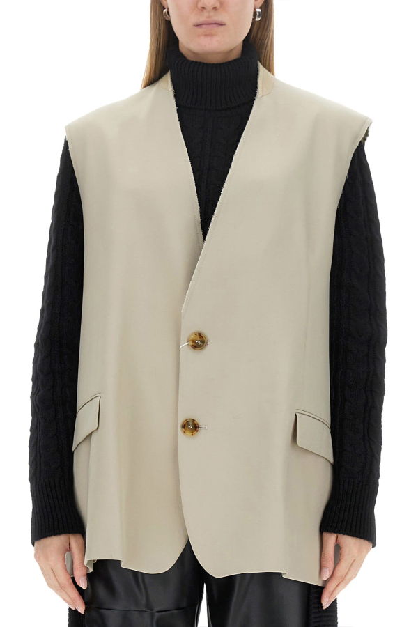 MM6 Maison Margiela Single-breasted Vest - Beige