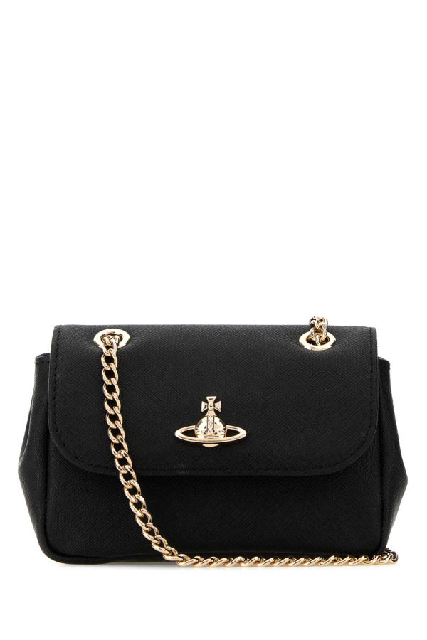 Vivienne Westwood Black Leather Small Purse Shoulder Bag