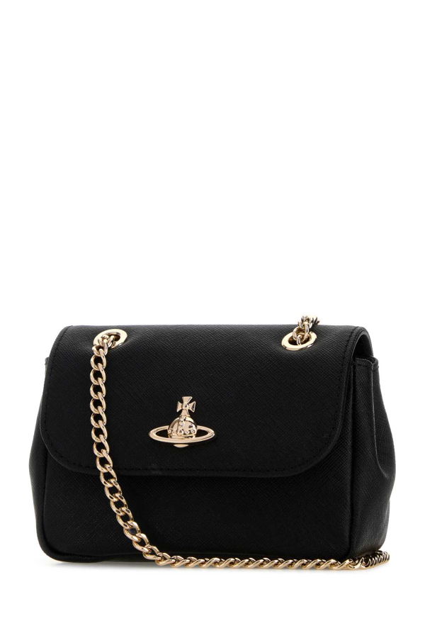 Vivienne Westwood Black Leather Small Purse Shoulder Bag