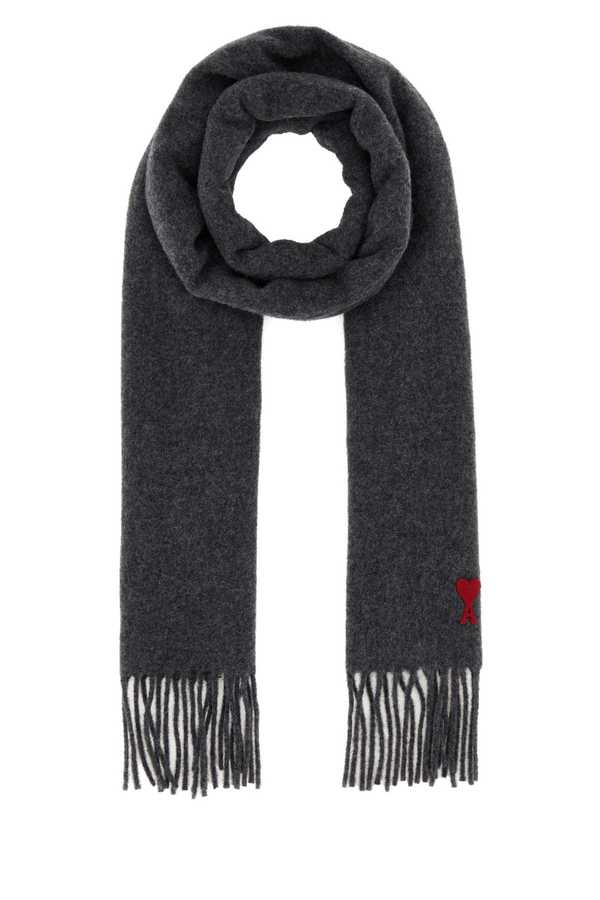 Ami Alexandre Mattiussi Melange Graphite Wool Scarf - Dark Grey