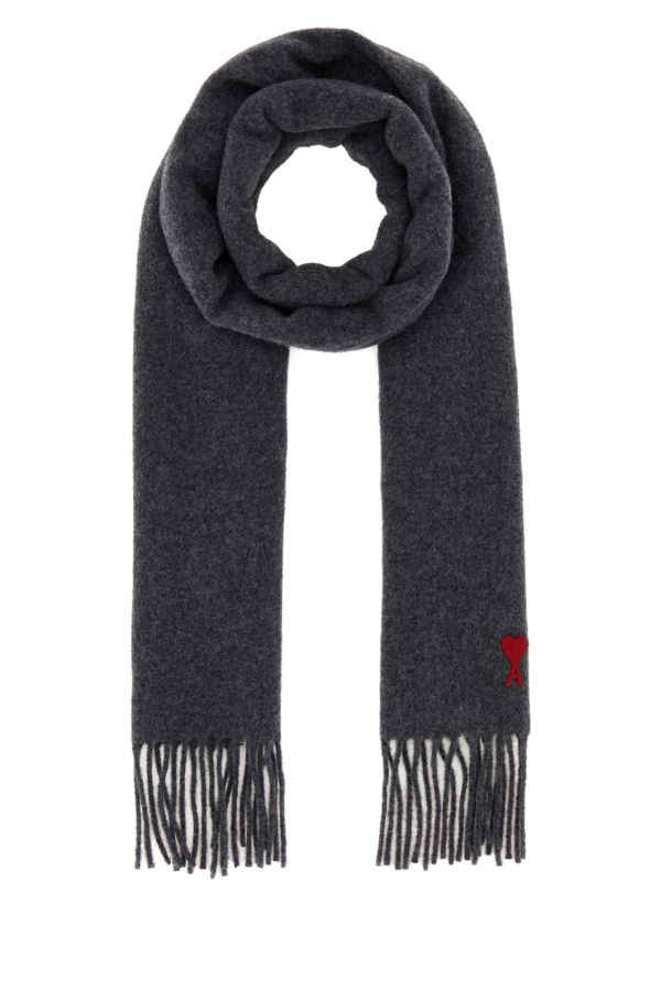 Ami Alexandre Mattiussi Melange Graphite Wool Scarf - Dark Grey