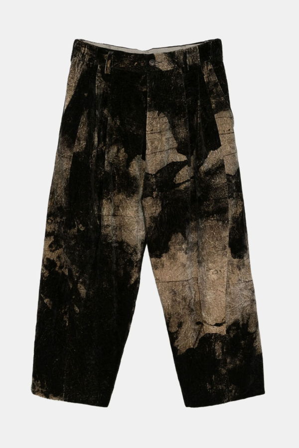 Ziggy Chen Velvet Drop Crotch Trousers - Black/Khaki