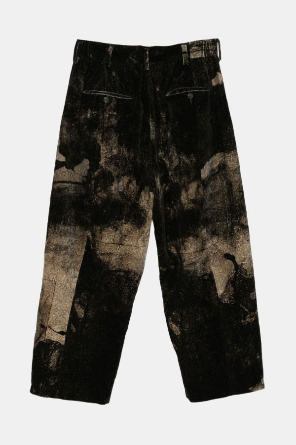 Ziggy Chen Velvet Drop Crotch Trousers - Black/Khaki