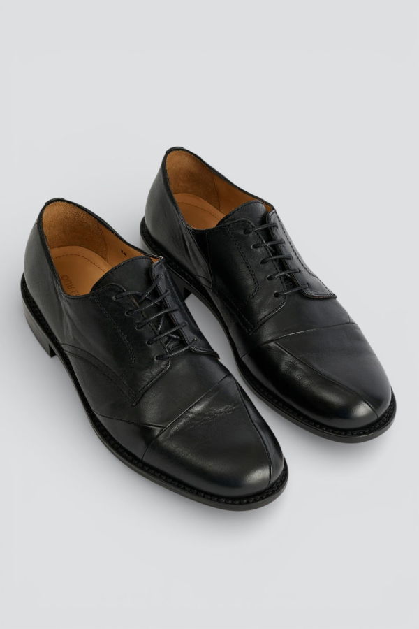 Our Legacy Malleable Black Patched Parade Derby Shoes