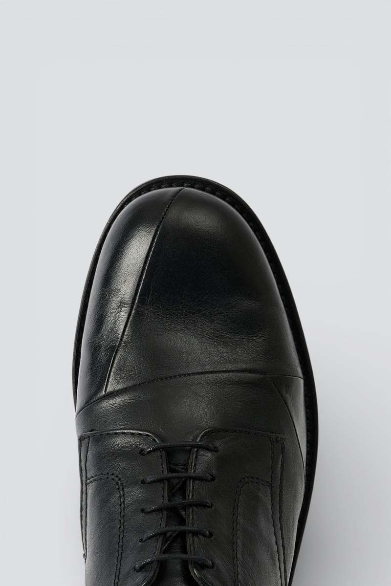 Our Legacy Malleable Black Patched Parade Derby Shoes