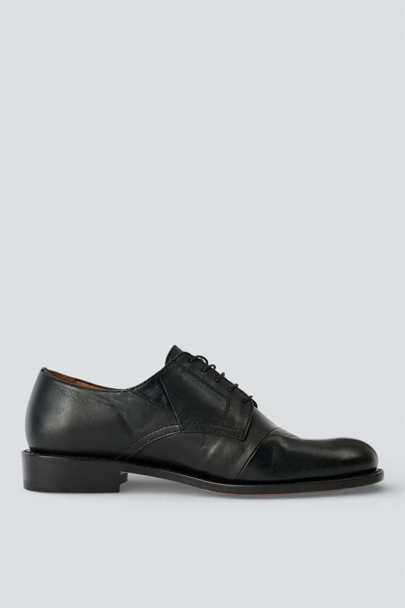 Our Legacy Malleable Black Patched Parade Derby Shoes