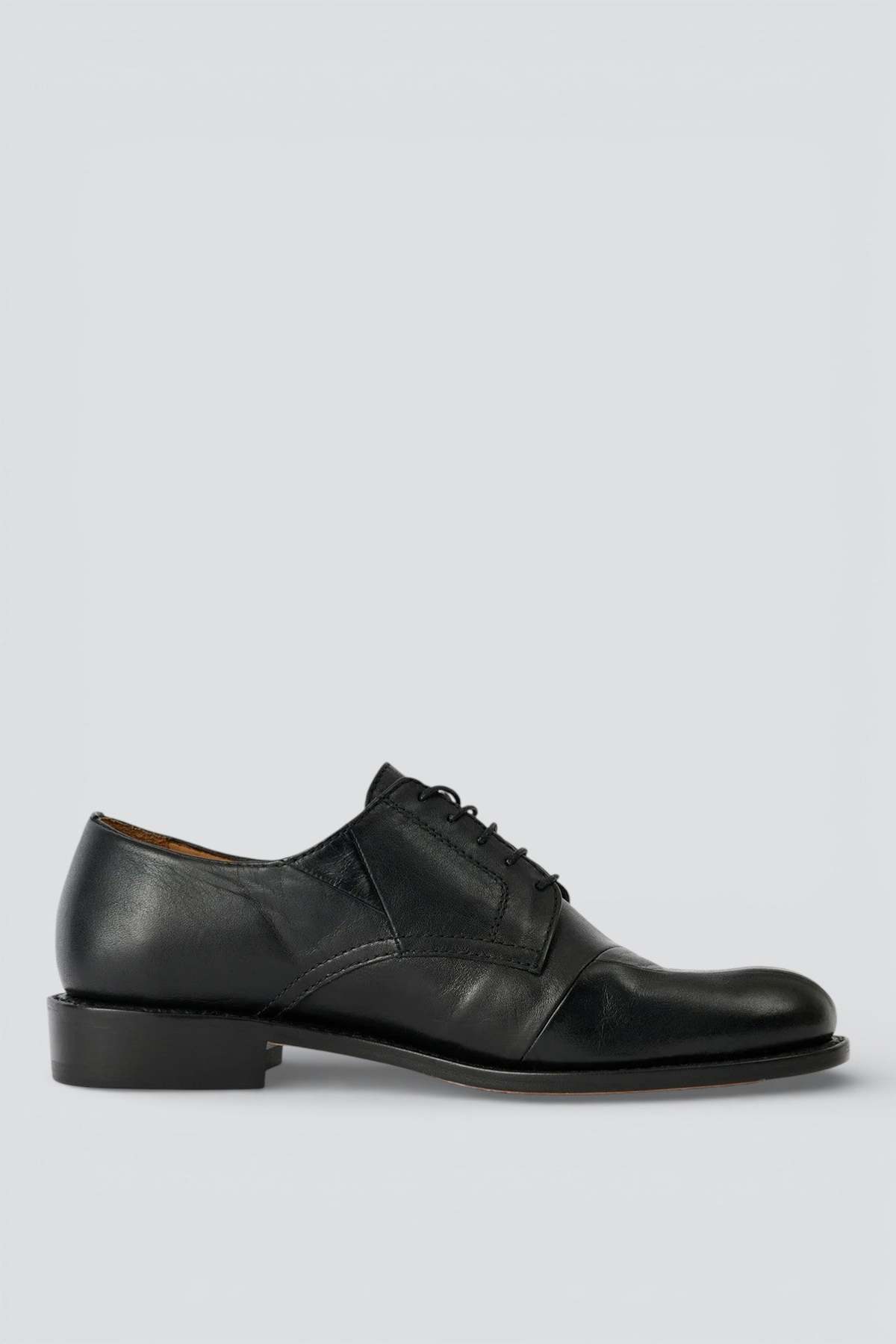 Our Legacy Malleable Black Patched Parade Derby Shoes - Image 5 of 6