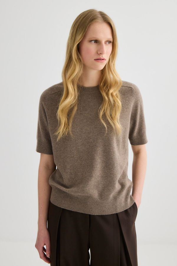 Laing Home Cashmere Short Sleeve Crew Neck Sweater