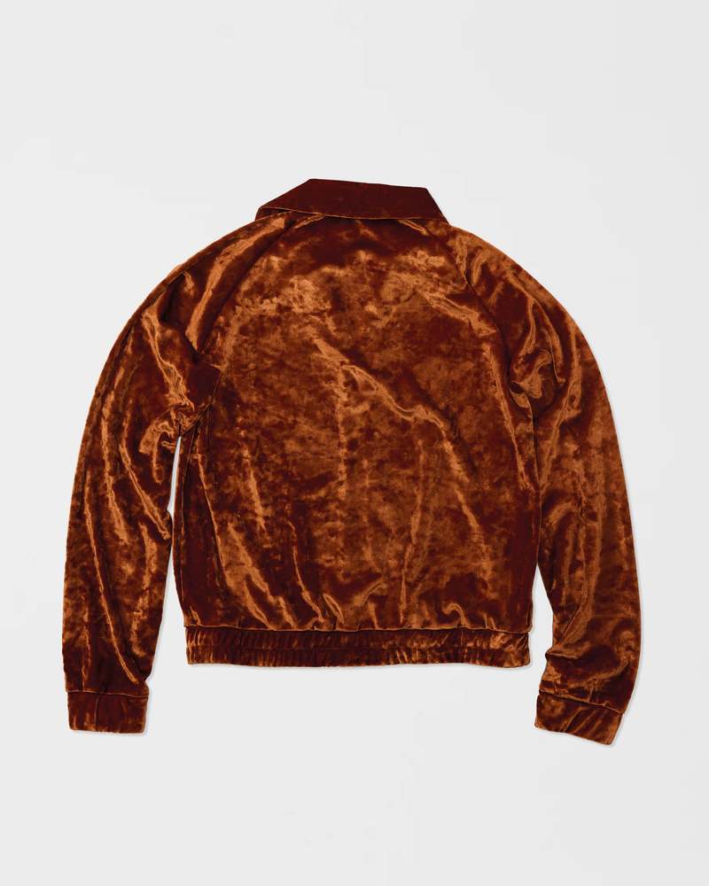 Simone Wild Crushed Velvet Blouson Jacket - Rust