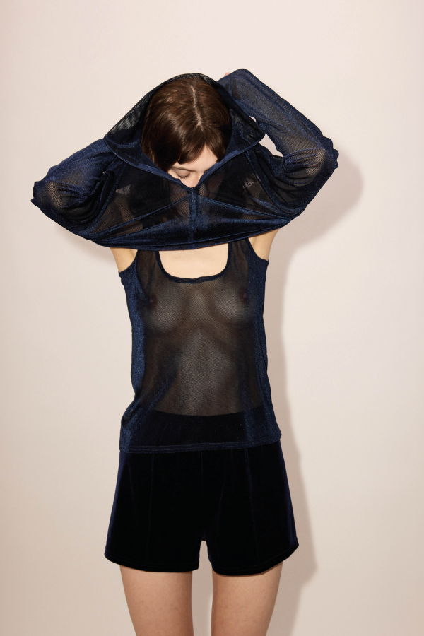 Simone Wild Mesh Velvet Tank - Marine