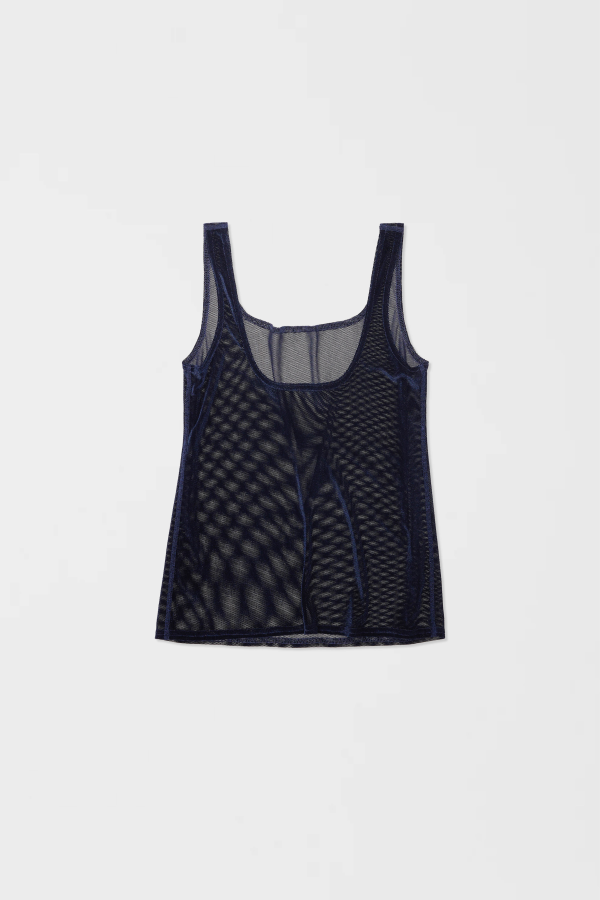 Simone Wild Mesh Velvet Tank - Marine