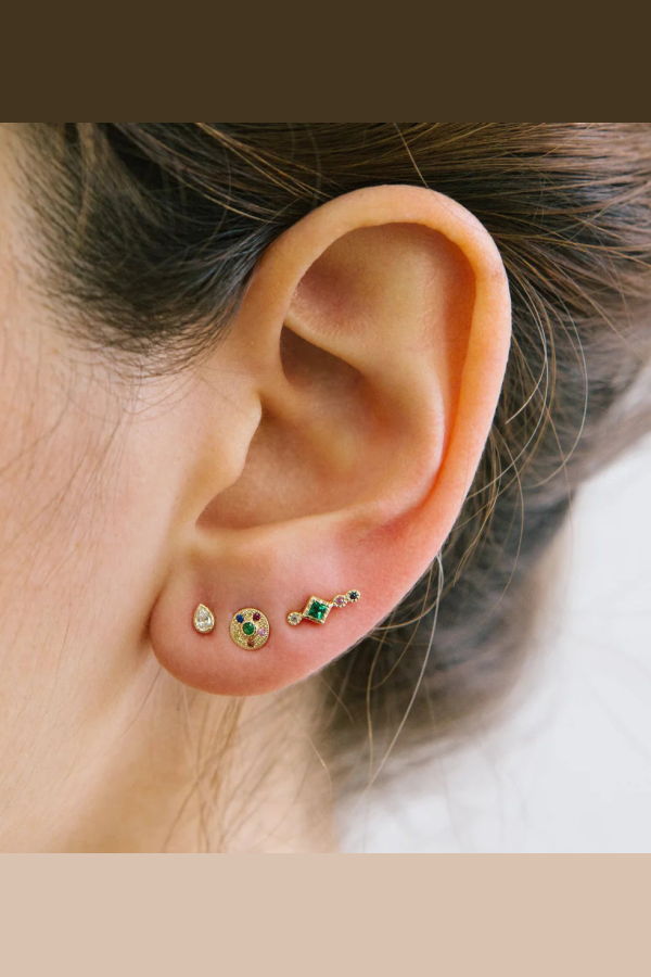 Jennie Kwon Designs Emerald Journey Stud Earring (Single)