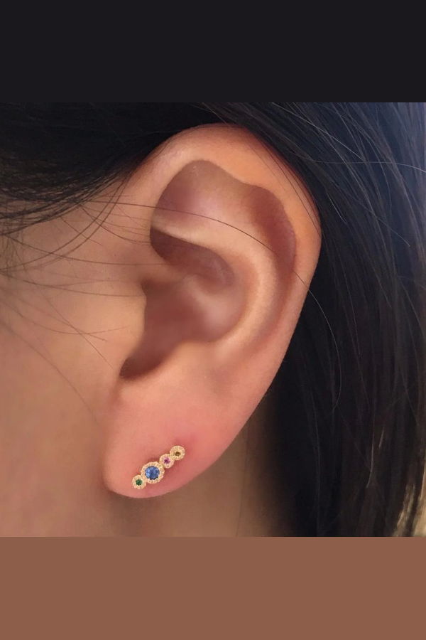 Jennie Kwon Designs Journey Blue Sapphire Stud Earring (Single)