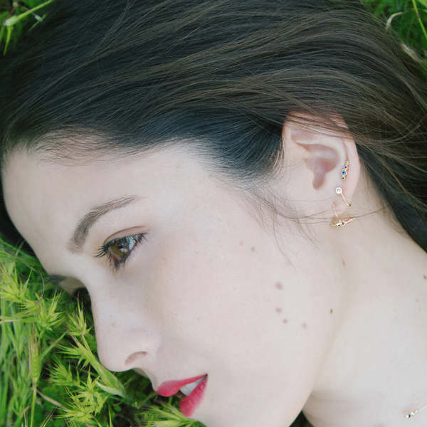 Jennie Kwon Designs Journey Blue Sapphire Stud Earring (Single)