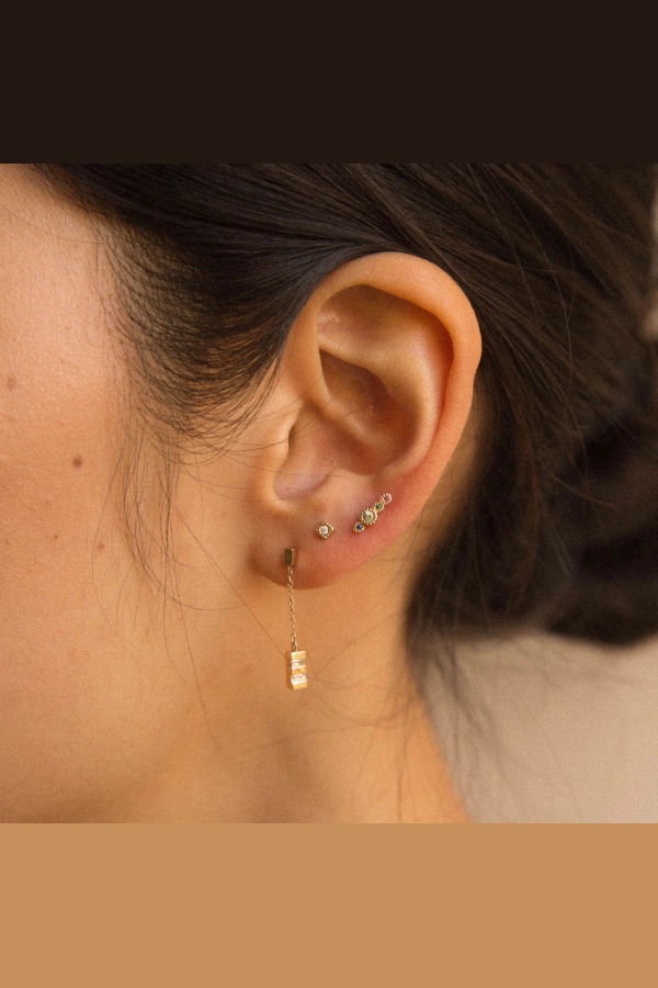 Jennie Kwon Designs Journey Green Sapphire Stud Earring (Single)