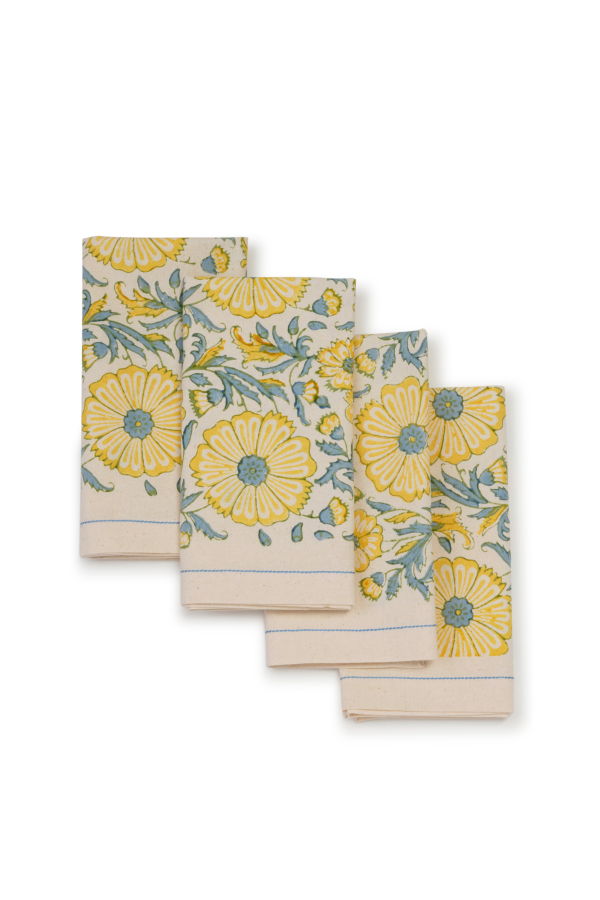 Sustainable Threads Streamline Hand Block Printed Napkins Set of 4