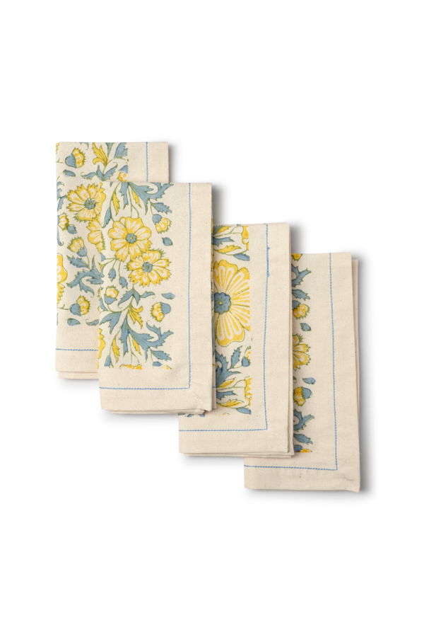 Sustainable Threads Streamline Hand Block Printed Napkins Set of 4
