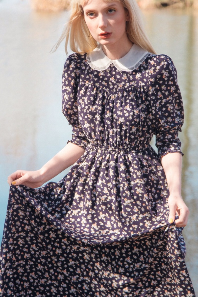 Fiola la Flore La la love you dress - Navy×Flower | Garmentory 