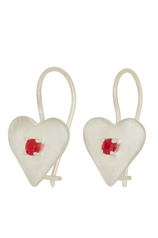 Mondo Mondo Sweetheart Sterling Silver Earrings with Red Glass