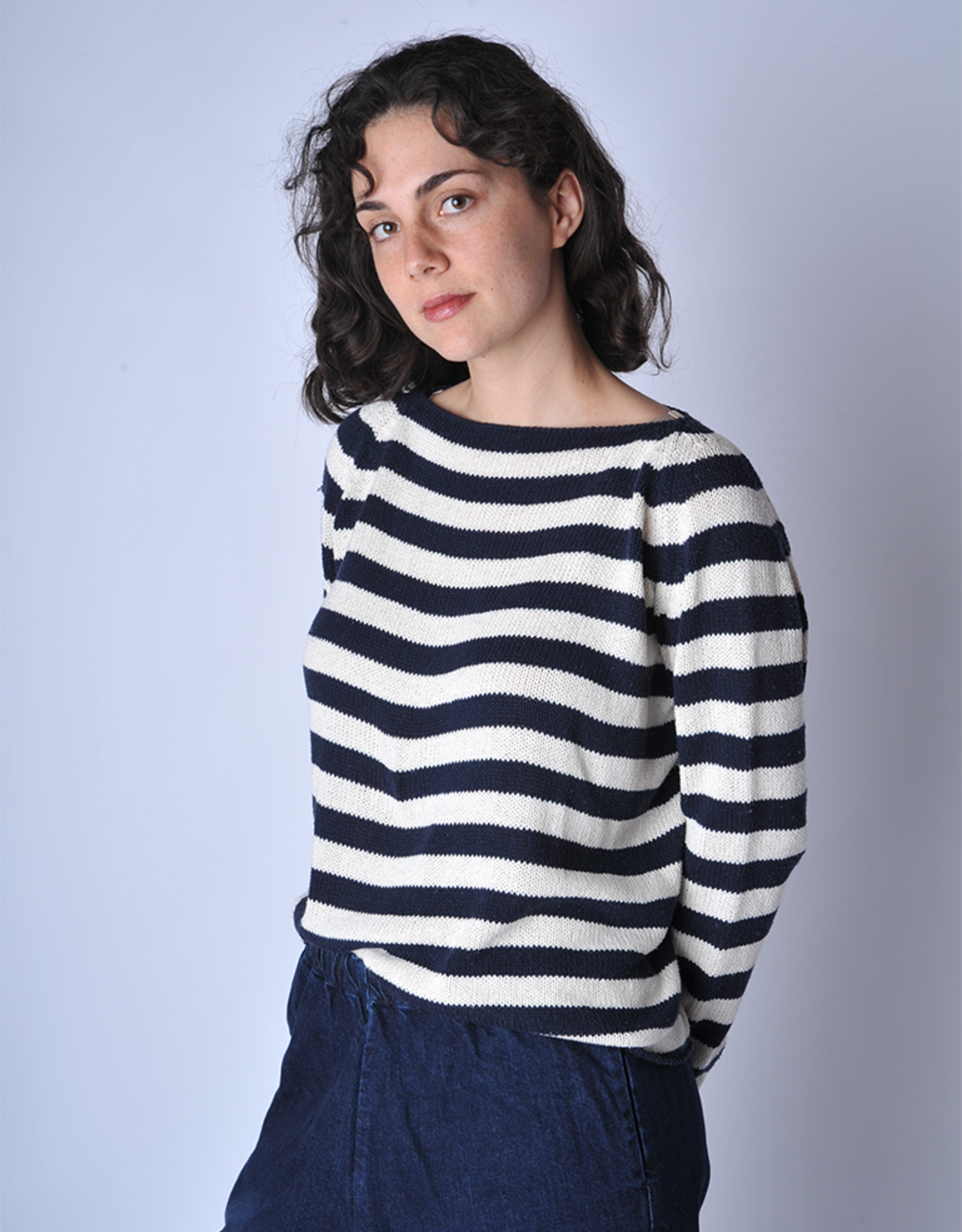 A Punto B Navy Natural Striped Sweater - Image 1 of 5
