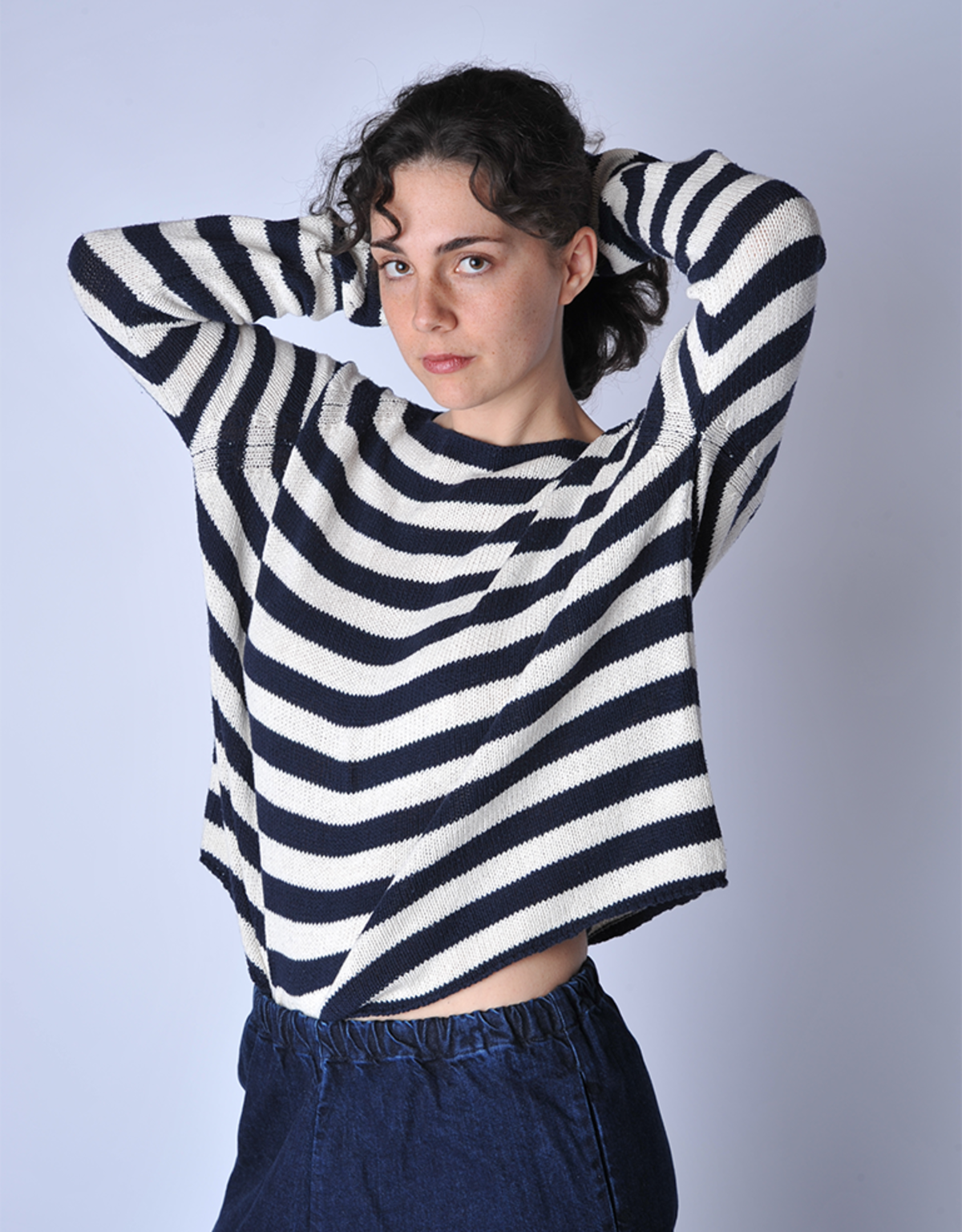 A Punto B Navy Natural Striped Sweater - Image 2 of 5