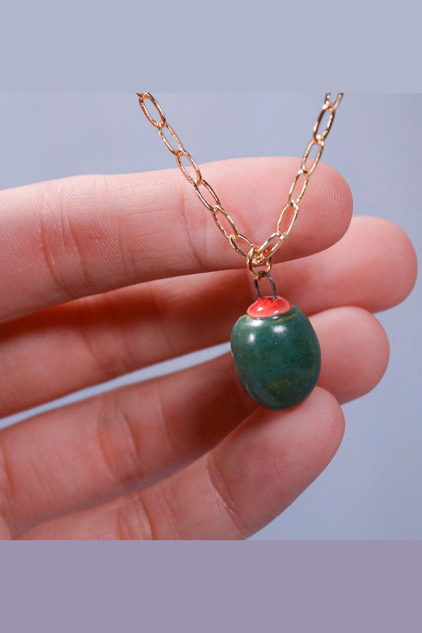 Juice Ceramics Handmade Pottery and Jewelry Ceramic Charm Pendant Necklace