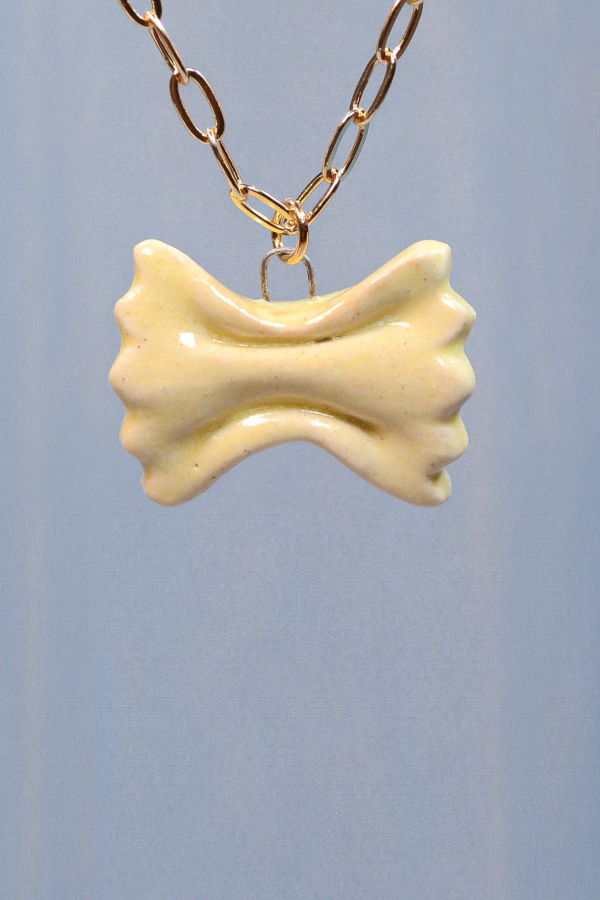 Juice Ceramics Handmade Pottery and Jewelry Pasta Ceramic Charm Pendant Necklace