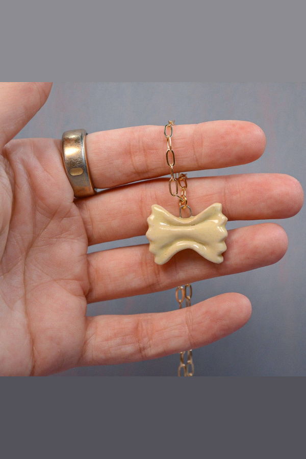 Juice Ceramics Handmade Pottery and Jewelry Pasta Ceramic Charm Pendant Necklace