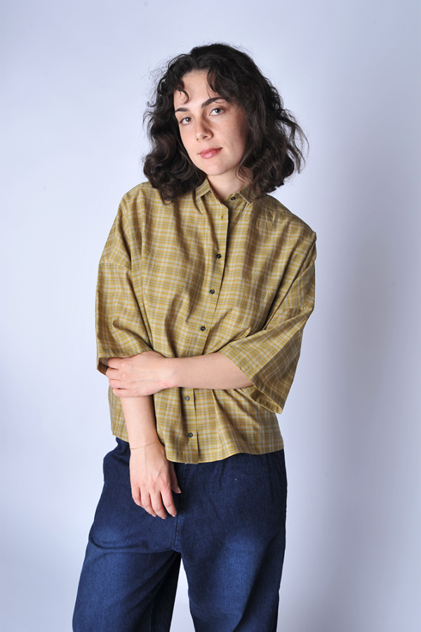 A Punto B Olive Plaid Button Down Shirt