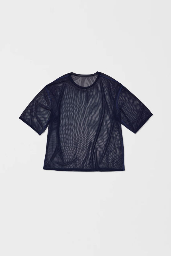 Simone Wild Mesh Oversized Tee - Navy