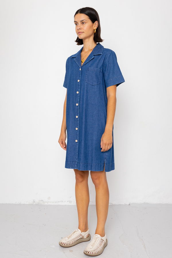 FOLK Shirt Dress in Indigo Denim