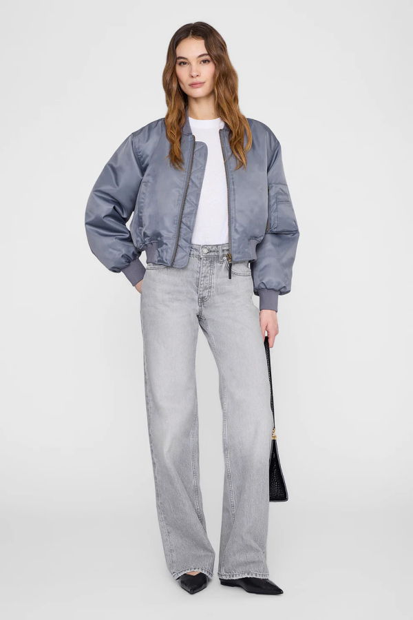 Anine Bing Cropped Leon Bomber Jacket - Dark Grey