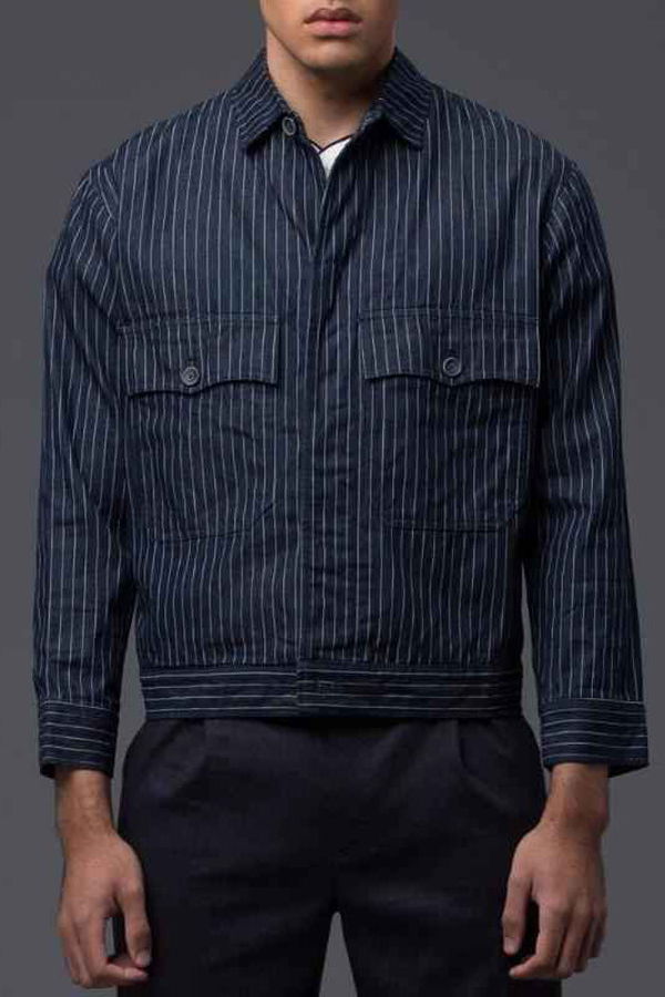 THE ENSIGN Carson Coat - Navy Pinstripe