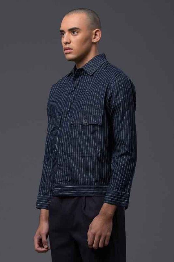 THE ENSIGN Carson Coat - Navy Pinstripe